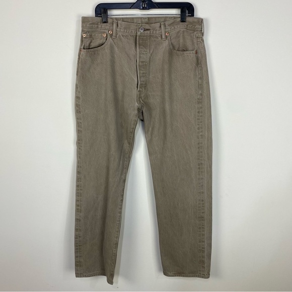 Levi’s 501 button fly brown tan denim jeans 38x34